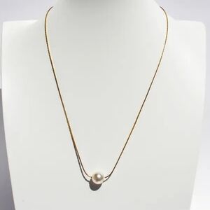 24k gp brass necklace with pearl; 16.5"L & 2" extender; pearl is .39"; nwot